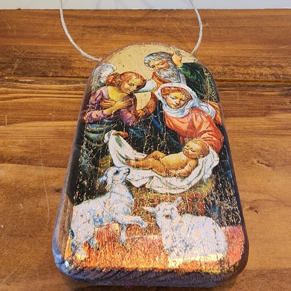 G. DeBrekht Wood Christmas Ornament The Holy Family Religious Decor Nativity EUC